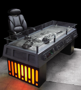 Illustration for article titled Exclusive Han Solo Carbonite Desk Info and Gallery